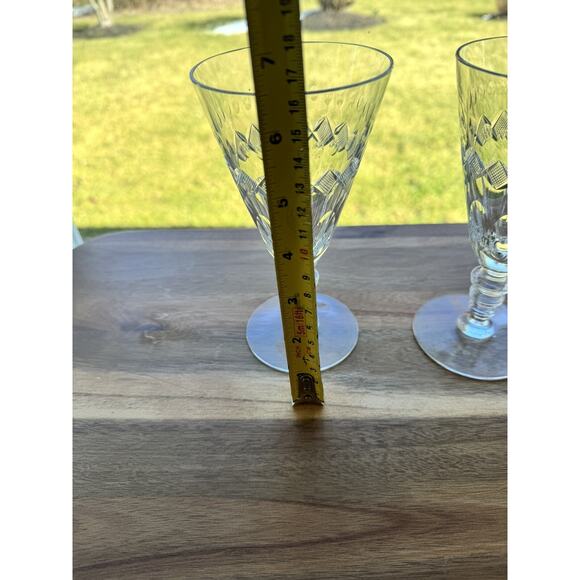 Vintage Hawkes Diamond Cut Glass Stemware 6.5” Tall ~set Of 2 - Picture 8 of 12